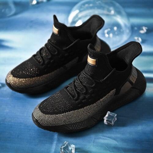 Hombre men breathable mens mens Fashion knitting causal sneaker Male informales shoes spring black slip zapatos mesh male 2020