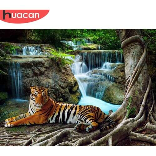 HUACAN 5D Diamond Painting Cross Stitch Tiger Full Square Rhinestone Picture DIY Diamond Embroidery Animal Home Decoration