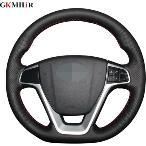DIY Handsewing Black PU Artificial Leather Car Steering Wheel Cover for Geely EMGRAND GT 2015 2016 2017