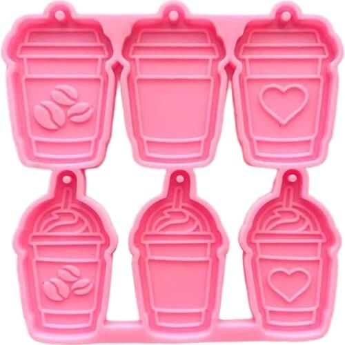 Epoxy Resin Mold 6 Coffee Cups Keychain Mold Earrings Pendant Casting Silicone Mould DIY Crafts Jewelry Casting Tools