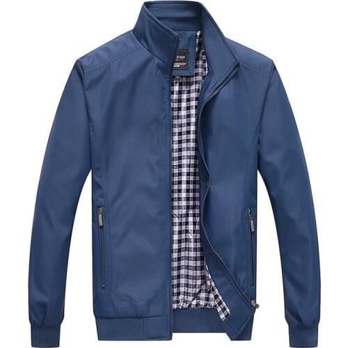 Men Jacket Spring Autumn Fathers Wear Workwear Loose Large Size Casual Stand Top Solid Color simple and comfortable Coat