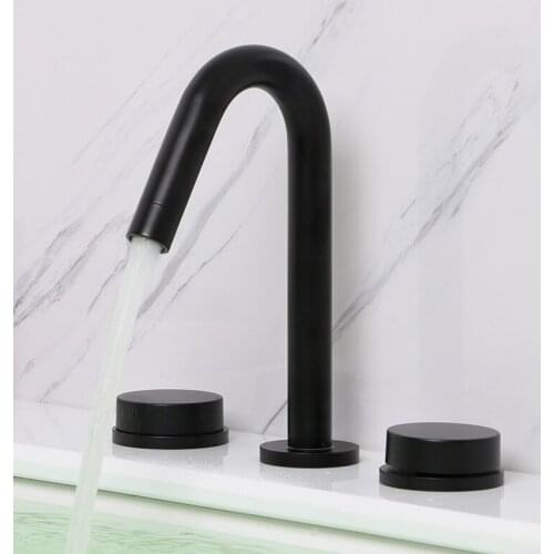 Black plated Brushed gold brass bathroom sink faucet Basin Cold Hot water faucet,top quality 8 inches three holes two handles