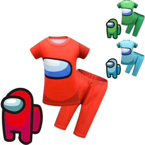 Boys Clothes Short Sleeve Summer Cartoon Kids T-shirt Tops + Shorts Pajamas Set Boys Homewear Game Kids Casual Outfits