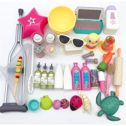 Mix Doll Furniture Play Toy Biscuits cakes shells Bag Hanger Accessories For 18 Inch dolls New Born Toys Play House