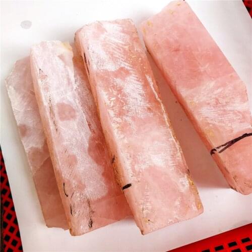 Natural Rough Rose Quartz Crystal Stone Cutting Slabs Raw Mineral Specimens Reiki Healing Crystal Slice