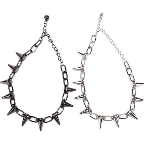 New Rivets Chokers Punk Goth Handmade Material Choker Necklace Spike Rivet Necklace Rock Gothic Chokers