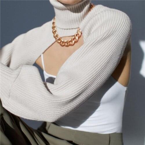 New Creative Ｗomen Turtleneck Sexy Short Sweater 2020 Fashion Ladies Full Sleeve Chic Female Streetwear