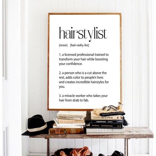 Hairstylist Definition Art Prints Hair Salon Wall Decor Hairdresser Gifts , Hairdressing Beauty Salon Wall Art Canvas Painting