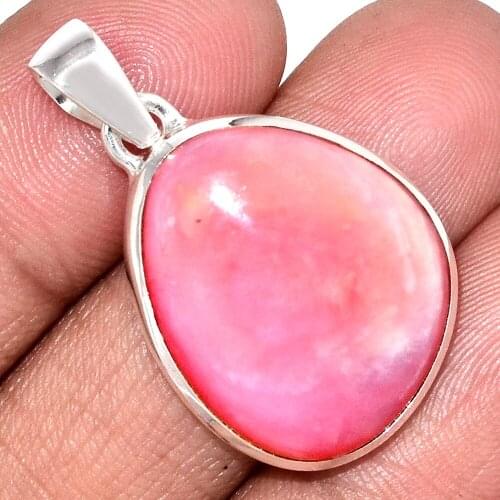Genuine PINK OPAL Pendant 925 Sterling Silver, Total Length : 37.2 mm, AP6941
