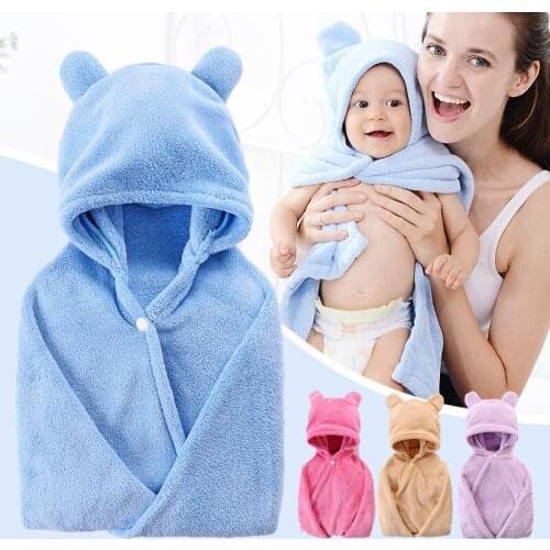 The New 110*65cm Lovely Bear Baby Towel Microfiber Soft Quick Drying Baby Towel Newborn Kids Hooded Blanket Baby Bath Towel