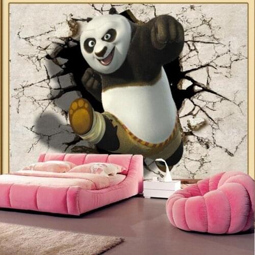 Custom large murals,3d Cartoon panda papel DE parede,living room sofa tv background children bedroom wallpaper for walls 3 d