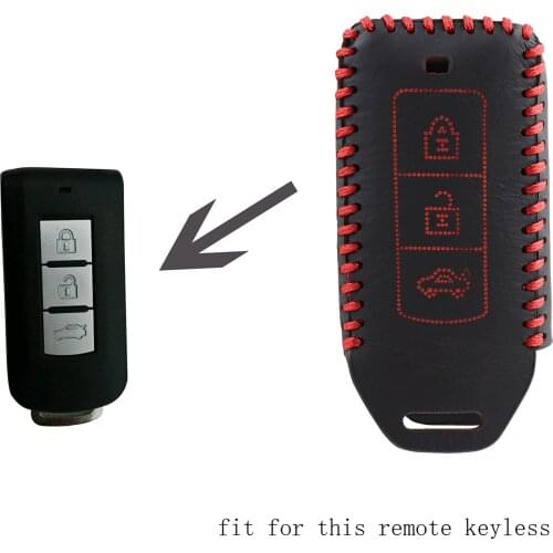 Genuine leather Keyless Remote Control Key Fob Cover Case Protector for Mitsubishi ASX 3 Buttons Red
