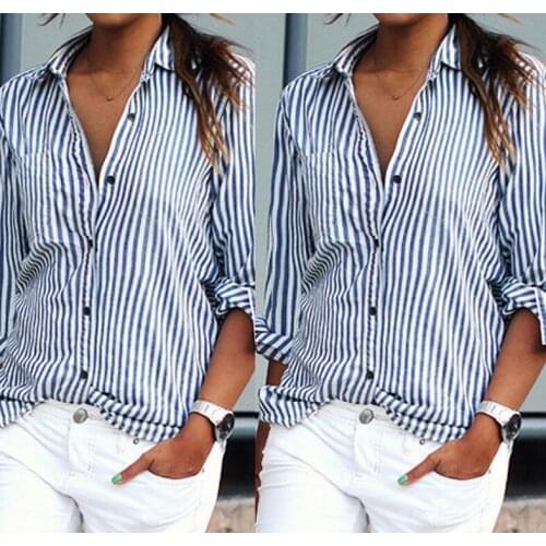 Блузки в полоску QXSLZQ China At AliExpress