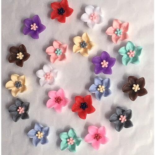 100Pcs 14mm rose Resin Flowers Decoration Crafts Flatback Cabochon For Scrapbooking Kawaii Cute Diy Accessories