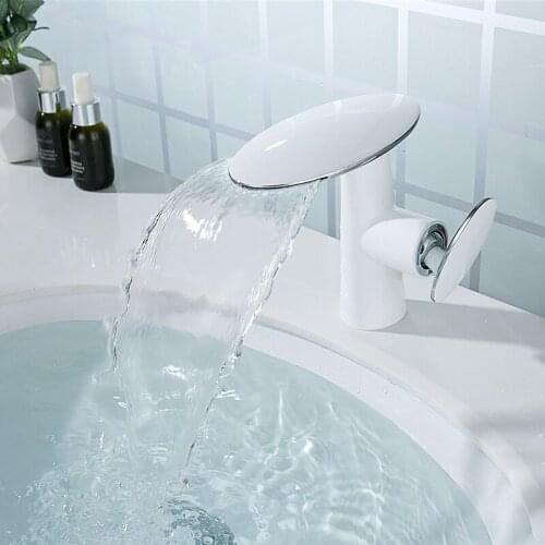 Basin Faucets White Brass Bathroom Sink Taps Waterfall Faucet Black Chrome Hot Cold Mixer Taps