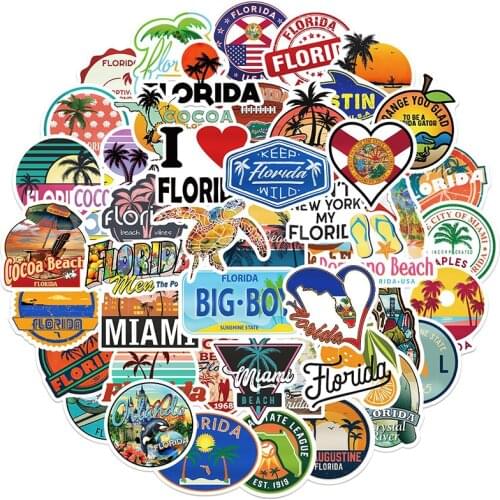 10/30/50pcs/pack Fashion Graffiti Florida State Stickers For Luggage Notebook Helmet Computer Refrigerator Skateboard Trunk Cars