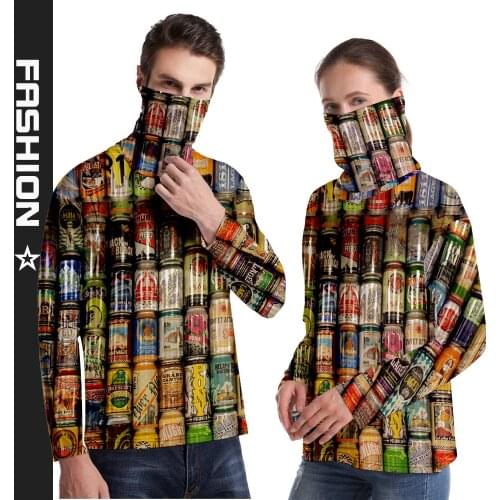 3D Printed Foam Beer Pattern Hooded Sweatshirt New Mens Tide Brand Pullover Unisex Hooded Sweater Hoodies with Headscarf Set