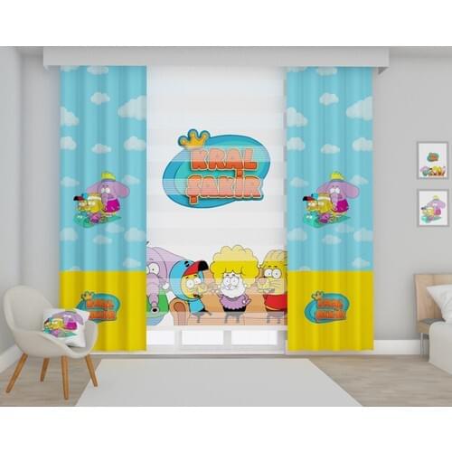 Tekstilnet King Şakir-Themed Printed Children 'S Room Backdrop Curtain KOMBİN-021