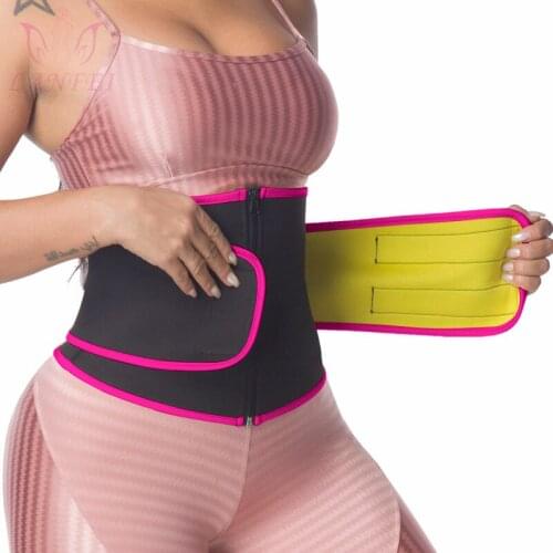 LANFEI Zipper Waist Trainer Body Shapers Gym Fitness Belt Neoprene Women Sweat Weight Loss Strap Sauna Cinchers Slimming Corset