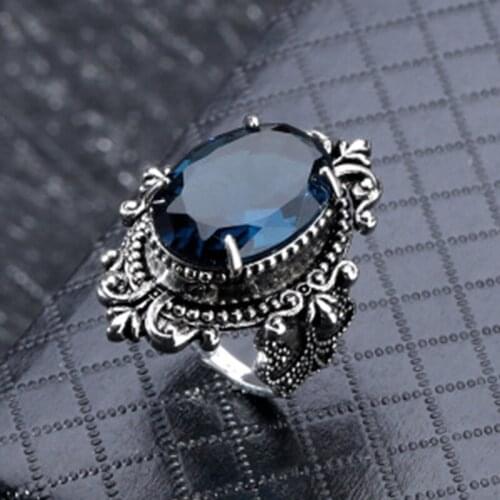 Womens S925 Vintage Thai Silver Goose Egg Ring Birthday Festival Gift Jewelry