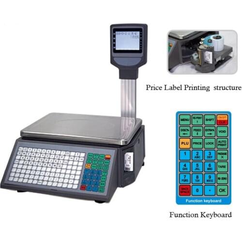 1/3000 accurate 30kg price barcode printing Electronic weighing scale thermal with LCD display for supermarket or meat shop