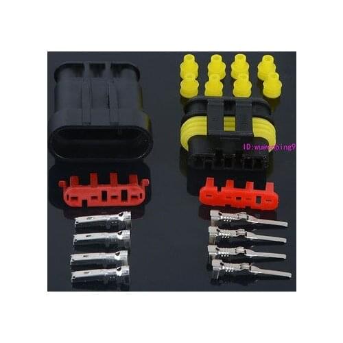 10)-4 Pin Waterproof Electrical Wire Connector Plug 10 sets Automotive Marine