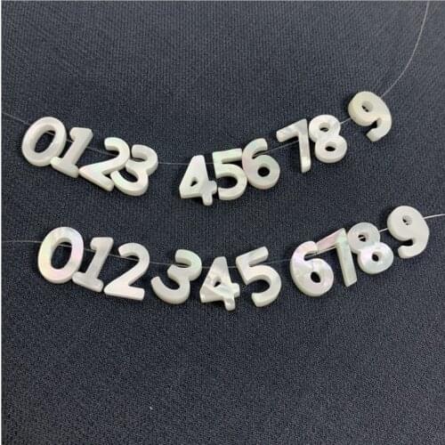 10pcs/lot Natural Shell Digit & number DIY Jewelry White Initial Letters 0-9 Mother of Pearl MOP Seashell Beads Necklace Pendant