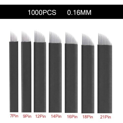 1000Pcs 0.16mm black Lamina Tebori nano Microblading Needles for Permanent Makeup Tattoo Blades Eyebrow Manual Pen 3D Embroidery