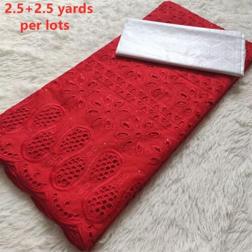 2.5Yard Swiss Fabric +2.5 Bazin riche Latest Heavy Beaded Embroidery African 100% Cotton Voile Lace Dubai Style For Dress ZP120