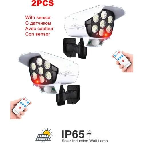 2pcs remote Solar motion sensor lamp Waterproof Fake Dummy Camera Outdoor Powered Imitation Camera Simulation Security Surveilla