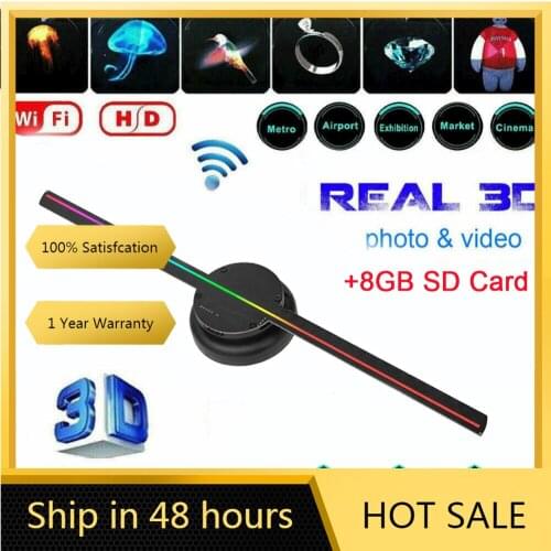 3d Fan Hologram Projector Advertising Display Wall-mounted Wifi Led Sign Holographic Lamp Player Remote Support Images and Video