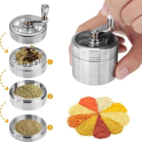 4 Layers Herb Tobacco Spice Grass Grinder Spice Grinder Smoke Crusher Hand Crank Muller Mill Pollinator Cigarette Accessories