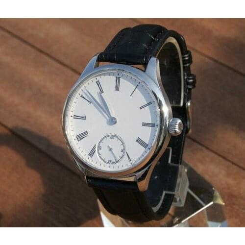 44mm no logo White Roman dial Asian 6498 17 jewels Mechanical Hand Wind movement Casual watch mens watch pa196-p8