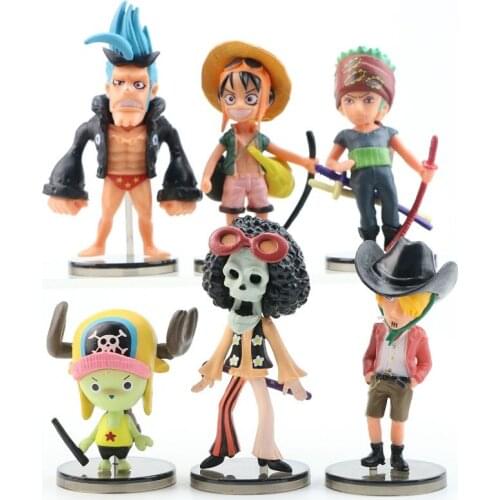 6Pcs/Set Anime One Piece Luffy Sanji Brook Roronoa Zoro Chopper Nami PVC Action Figure Collectible Model Doll Toy Kids Gifts