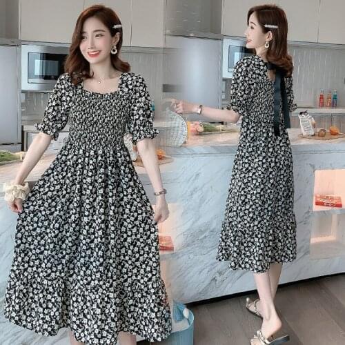 914# Maternity Clothes Summer Short Sleeve Easy Matching Loose Stylish Floral Dress for Pregnant Women Mom Dress