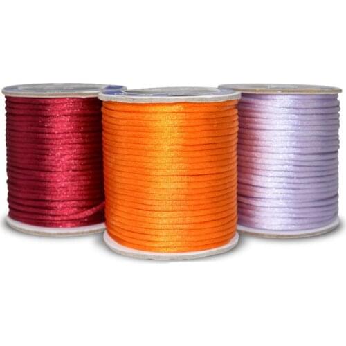 24 Colors 1.5mm 60M/Roll Rope Satin Rattail Chinese Knot Macrame String Thread Handmade DIY Bracelet Braided String