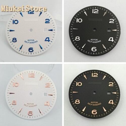Corgeut 35.5mm black /white sterile watch dial fit Miyota 8215 8205 821A 82 series Mingzhu DG 2813 3804 movement
