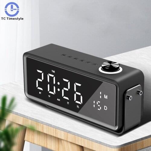 LED Digital Alarm Clock Bluetooth Speaker FM Radio Calendar Display Smart Clock Electronic Desktop Clock Table Decoration