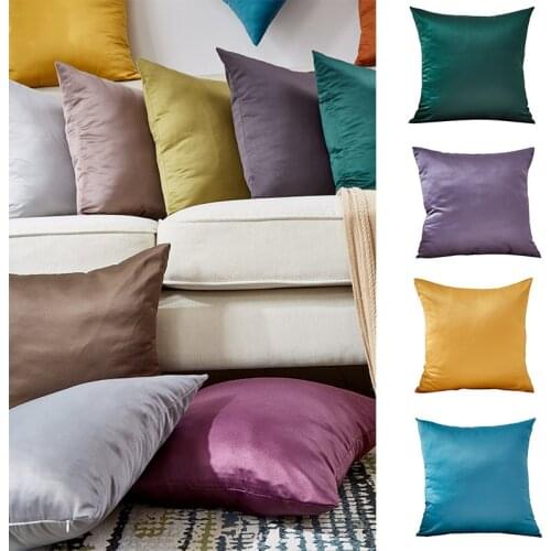 Decorative Pillows Slik Throw Pillow Cover Soft Comfortable Pillow Cover Soild Square Kussenhoes for Sofa Living Room Home Decor