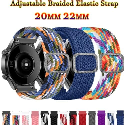 Elastic strap For Samsung Galaxy watch 3 active 2 46mm 42mm 20mm 22mm Adjustable braided 40/44mm Gear S3 bracelet Huawei GT2 Pro
