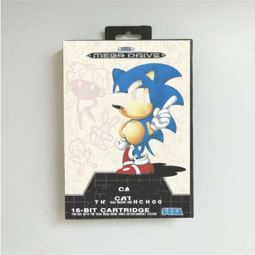 Soniced Game the Hedgehog - EUR Cover With Box 16 Bit MD Game Card for Megadrive Genesis Video Game Console