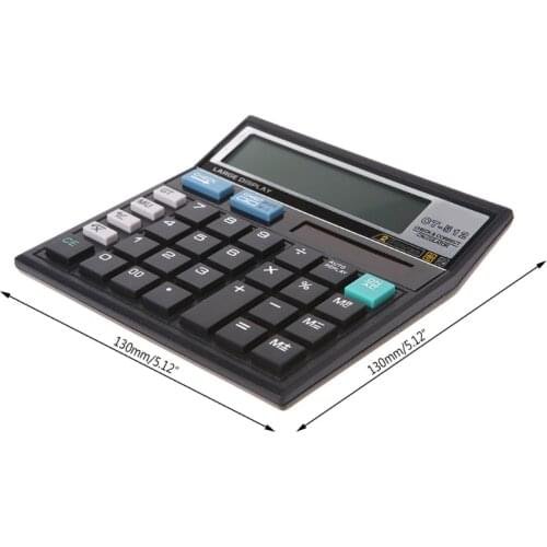 12-Digit Display Scientific Calculator Solar Battery Dual Power Large Display Office Desktop Calculator