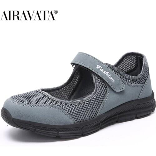 Airavata Womens Fashion Causal Walking Shoes Flats Sneakers 5 Color Mesh Middle-Aged and Elderly Mother Shoes Soft Bottom Shoe