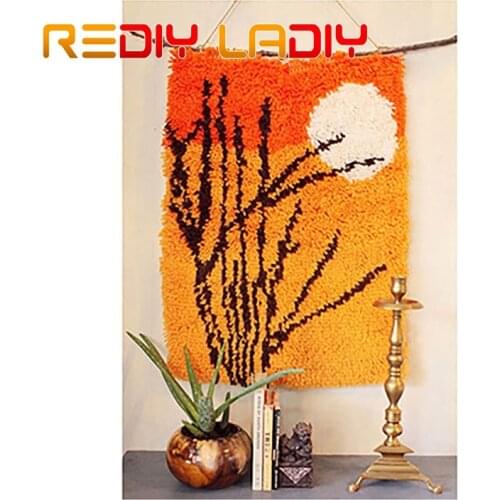 Latch Hook Rug Sunset Scenery Crocheting Carpet Rug 100% Acrylic Yarn Sofa Cushion Mat Crochet Tapestry DIY Carpet Arts & Crafts