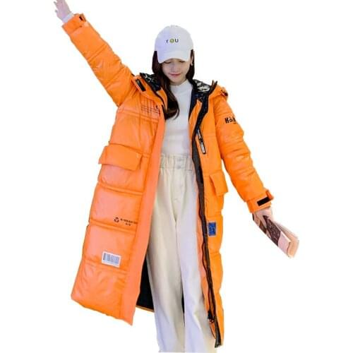 Winter Long Jacket Female New Fashion Glossy Down Cotton Coat Woman Windproof Warm Outerwear Hooded Women Parka Plus Size