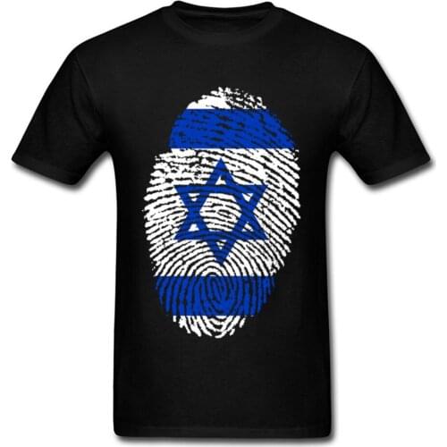 Summer T Shirt Israel Flag Fingerprint T-shirt Men Tshirt Black Blue Hip Hop Tees Cotton Tops Short Sleeve Clothing Geometric