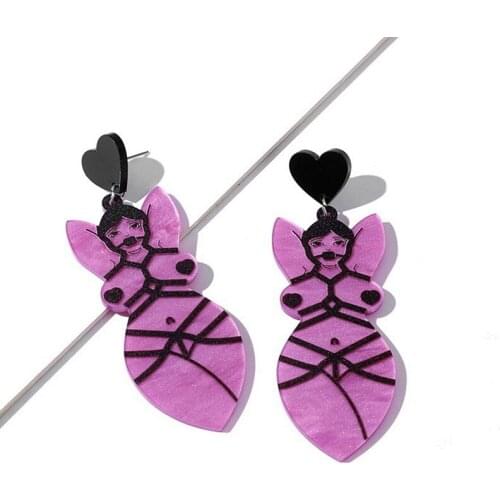 Fashion Funny Sexy Bundling Nude Body Dangle Earrings For Women Geometric Naked Heart Acrylic Drop Earrings Female Party Jewelry