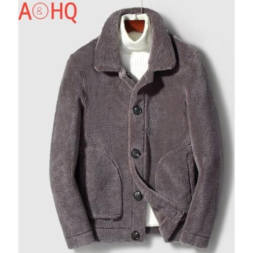 Genuine Suede Leather Jacket Men 100% Wool Fur Coat Male Winter Clothes Mens Double-side Wear Jackets Ropa Hombre LXR862