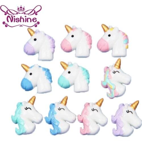 Nishine 10PCS Cute Carton DIY Accessories Unicorn Flatback Diy Center Crafts Mobile Ornament Unicorn Headband Hair Accessory