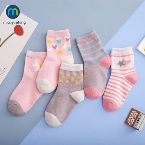 5 pairs/lot Cartoon Unicor Star Cotton Knit Warm Childrens Socks For Girls New Year Socks Kids Womens Short Socks Miaoyoutong